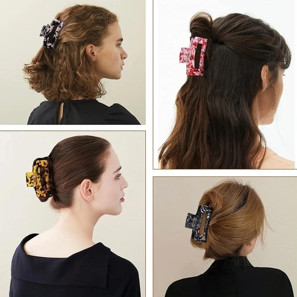 2/$10 NEW Hair Claw Rectangular Hair Clips Acrylic Leopard Small/ Medium - Picture 6 of 6